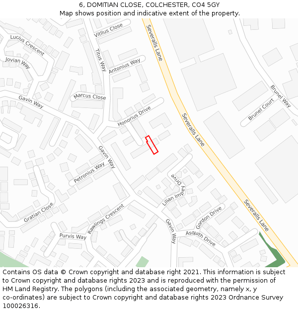 6, DOMITIAN CLOSE, COLCHESTER, CO4 5GY: Location map and indicative extent of plot