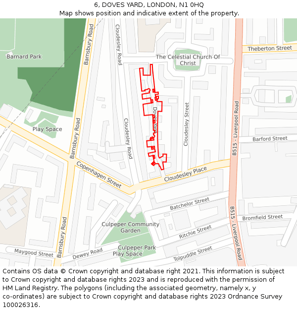 6, DOVES YARD, LONDON, N1 0HQ: Location map and indicative extent of plot