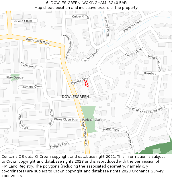 6, DOWLES GREEN, WOKINGHAM, RG40 5AB: Location map and indicative extent of plot