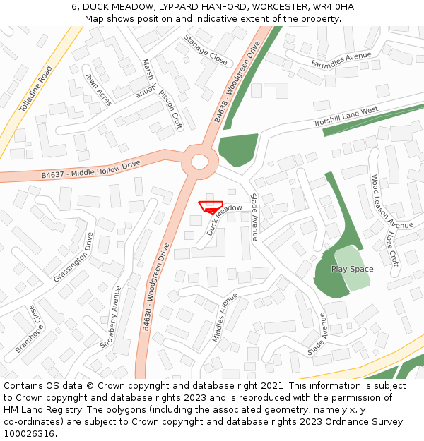 6, DUCK MEADOW, LYPPARD HANFORD, WORCESTER, WR4 0HA: Location map and indicative extent of plot