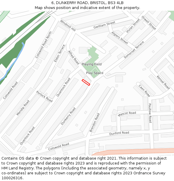 6, DUNKERRY ROAD, BRISTOL, BS3 4LB: Location map and indicative extent of plot