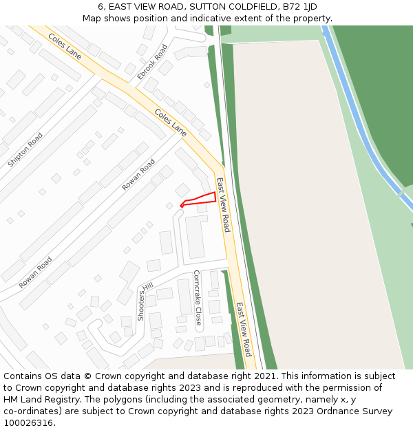 6, EAST VIEW ROAD, SUTTON COLDFIELD, B72 1JD: Location map and indicative extent of plot