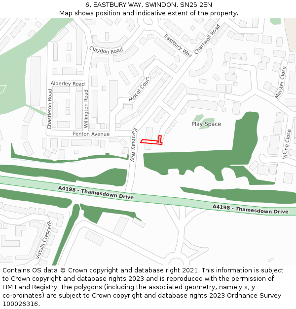 6, EASTBURY WAY, SWINDON, SN25 2EN: Location map and indicative extent of plot