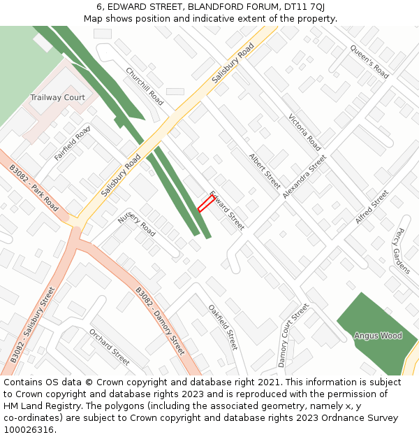 6, EDWARD STREET, BLANDFORD FORUM, DT11 7QJ: Location map and indicative extent of plot