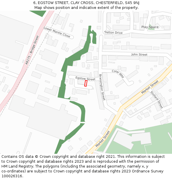 6, EGSTOW STREET, CLAY CROSS, CHESTERFIELD, S45 9NJ: Location map and indicative extent of plot
