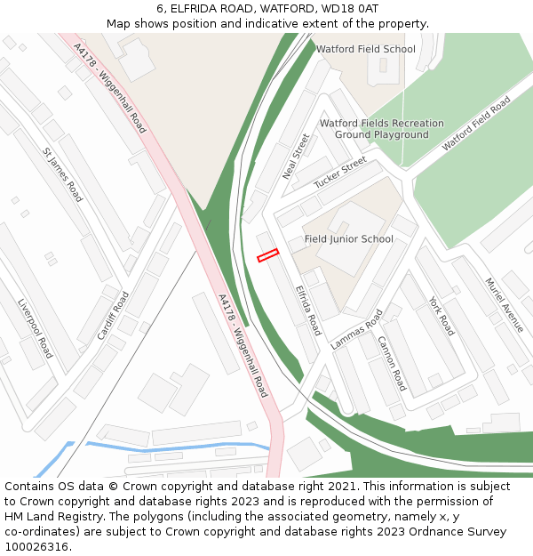6, ELFRIDA ROAD, WATFORD, WD18 0AT: Location map and indicative extent of plot