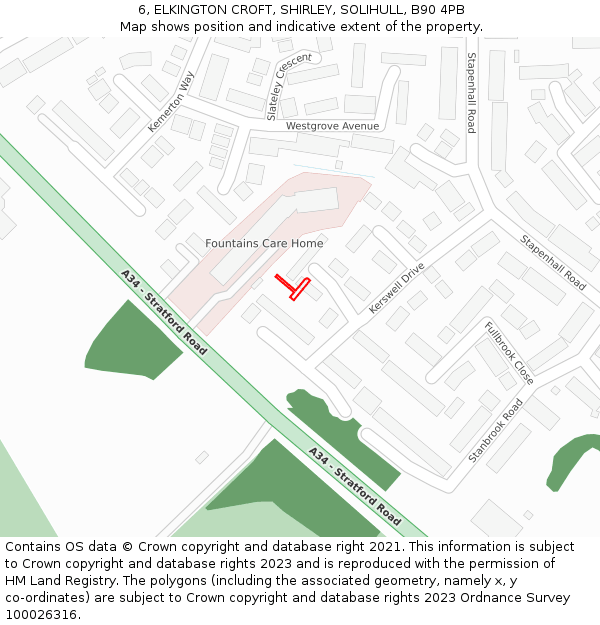 6, ELKINGTON CROFT, SHIRLEY, SOLIHULL, B90 4PB: Location map and indicative extent of plot