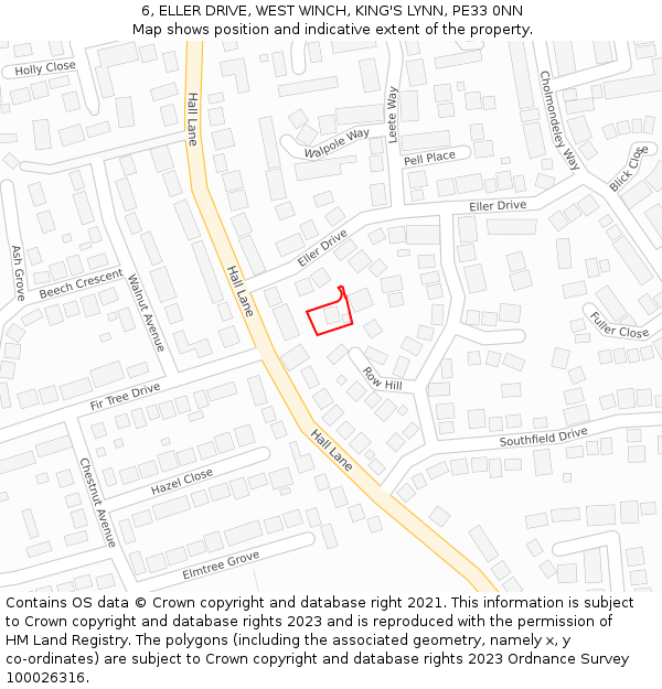 6, ELLER DRIVE, WEST WINCH, KING'S LYNN, PE33 0NN: Location map and indicative extent of plot