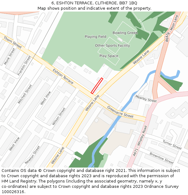 6, ESHTON TERRACE, CLITHEROE, BB7 1BQ: Location map and indicative extent of plot
