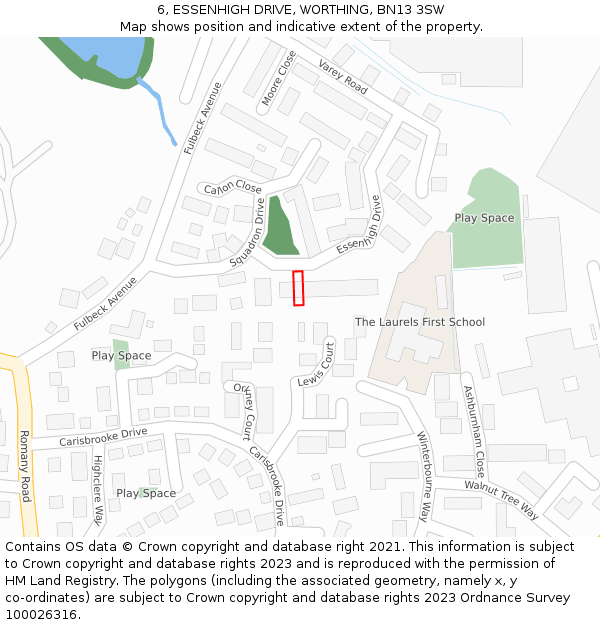 6, ESSENHIGH DRIVE, WORTHING, BN13 3SW: Location map and indicative extent of plot