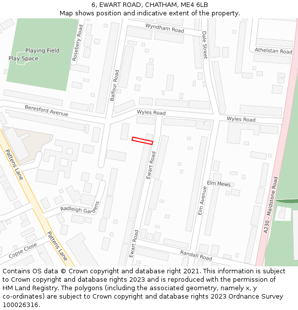 6, EWART ROAD, CHATHAM, ME4 6LB: Location map and indicative extent of plot