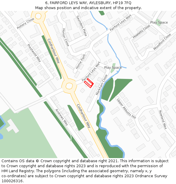 6, FAIRFORD LEYS WAY, AYLESBURY, HP19 7FQ: Location map and indicative extent of plot