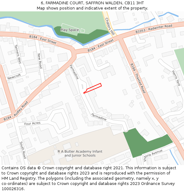 6, FARMADINE COURT, SAFFRON WALDEN, CB11 3HT: Location map and indicative extent of plot