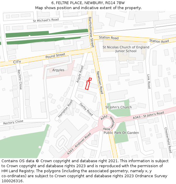 6, FELTRE PLACE, NEWBURY, RG14 7BW: Location map and indicative extent of plot