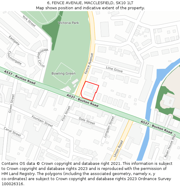 6, FENCE AVENUE, MACCLESFIELD, SK10 1LT: Location map and indicative extent of plot