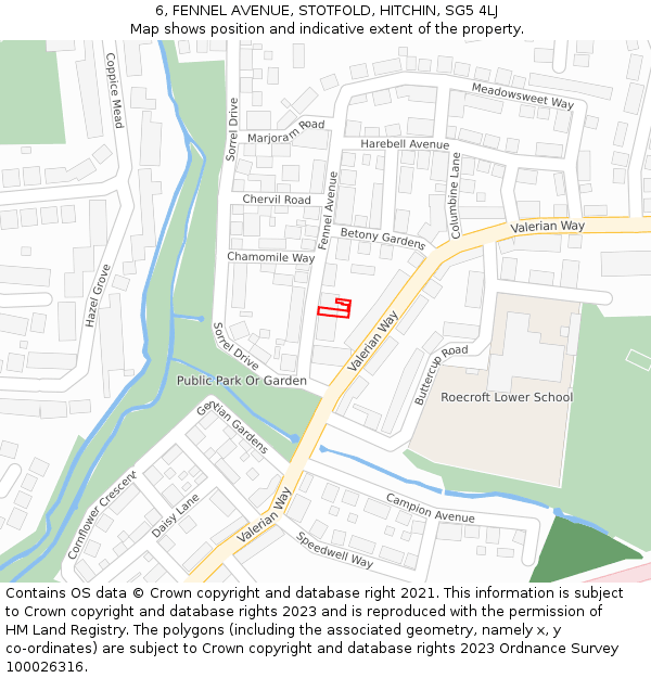 6, FENNEL AVENUE, STOTFOLD, HITCHIN, SG5 4LJ: Location map and indicative extent of plot