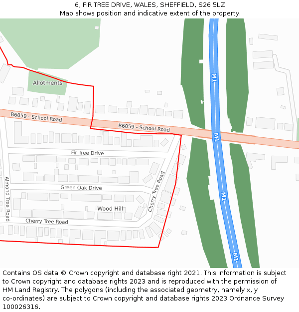 6, FIR TREE DRIVE, WALES, SHEFFIELD, S26 5LZ: Location map and indicative extent of plot