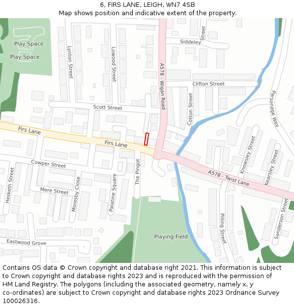 6, FIRS LANE, LEIGH, WN7 4SB: Location map and indicative extent of plot