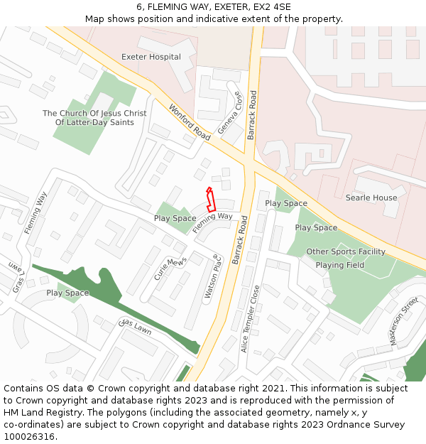 6, FLEMING WAY, EXETER, EX2 4SE: Location map and indicative extent of plot