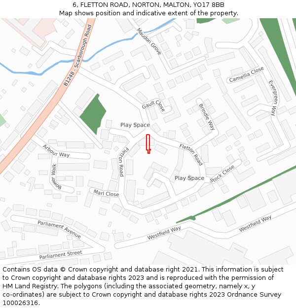 6, FLETTON ROAD, NORTON, MALTON, YO17 8BB: Location map and indicative extent of plot