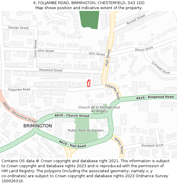 6, FOLJAMBE ROAD, BRIMINGTON, CHESTERFIELD, S43 1DD: Location map and indicative extent of plot