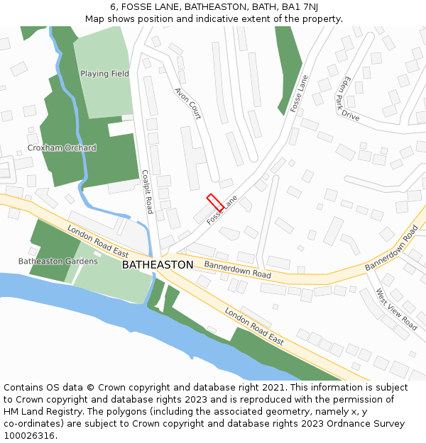6, FOSSE LANE, BATHEASTON, BATH, BA1 7NJ: Location map and indicative extent of plot
