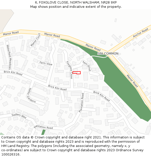 6, FOXGLOVE CLOSE, NORTH WALSHAM, NR28 9XP: Location map and indicative extent of plot