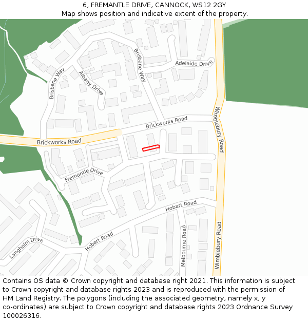 6, FREMANTLE DRIVE, CANNOCK, WS12 2GY: Location map and indicative extent of plot