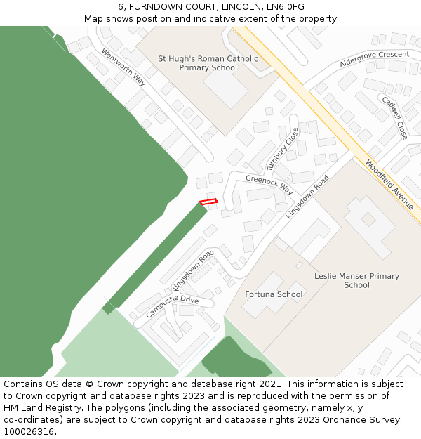6, FURNDOWN COURT, LINCOLN, LN6 0FG: Location map and indicative extent of plot