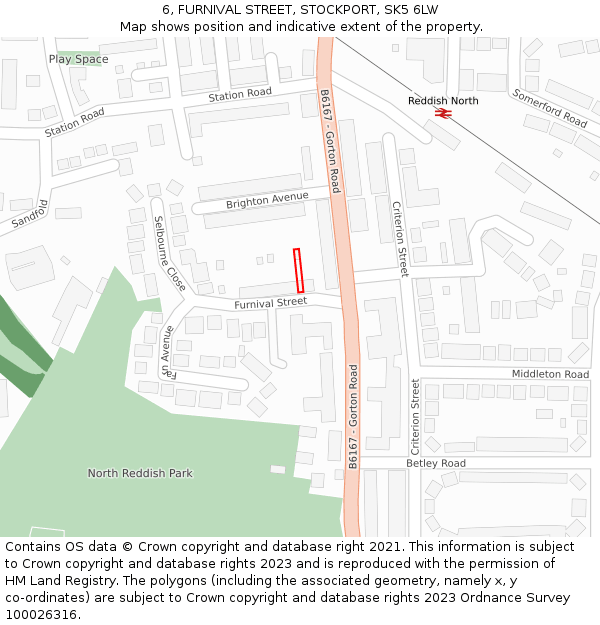 6, FURNIVAL STREET, STOCKPORT, SK5 6LW: Location map and indicative extent of plot