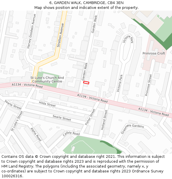 6, GARDEN WALK, CAMBRIDGE, CB4 3EN: Location map and indicative extent of plot