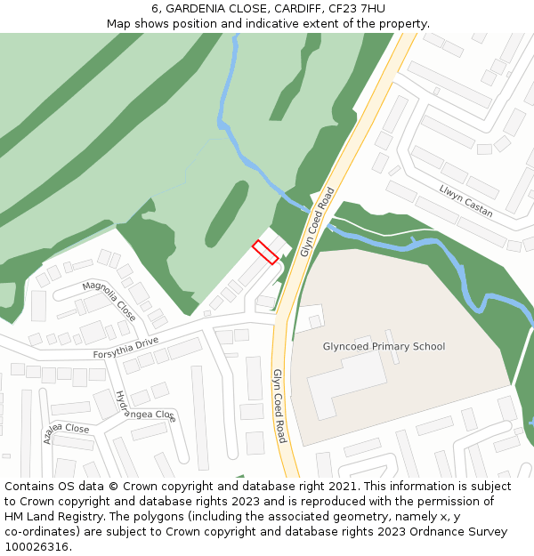 6, GARDENIA CLOSE, CARDIFF, CF23 7HU: Location map and indicative extent of plot