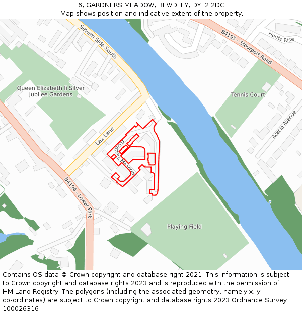 6, GARDNERS MEADOW, BEWDLEY, DY12 2DG: Location map and indicative extent of plot