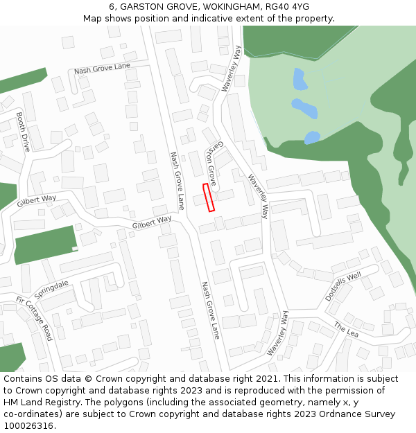 6, GARSTON GROVE, WOKINGHAM, RG40 4YG: Location map and indicative extent of plot