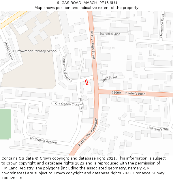 6, GAS ROAD, MARCH, PE15 9LU: Location map and indicative extent of plot
