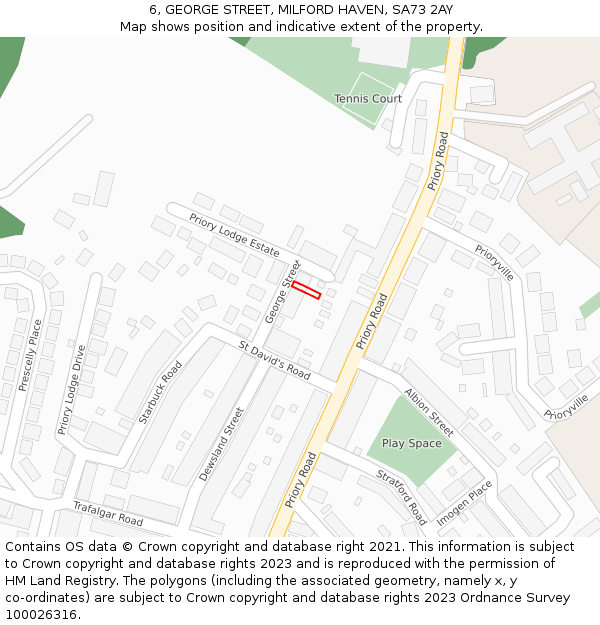 6, GEORGE STREET, MILFORD HAVEN, SA73 2AY: Location map and indicative extent of plot