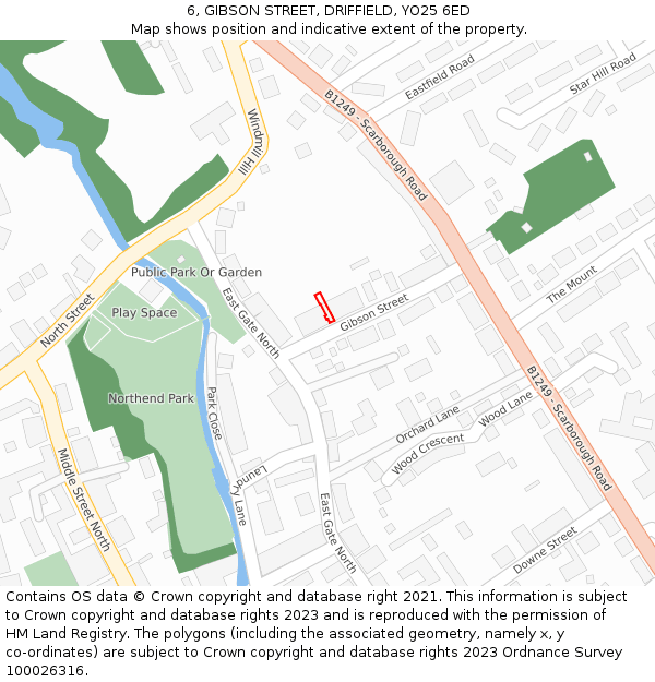 6, GIBSON STREET, DRIFFIELD, YO25 6ED: Location map and indicative extent of plot