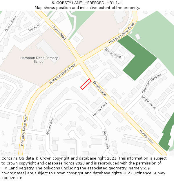 6, GORSTY LANE, HEREFORD, HR1 1UL: Location map and indicative extent of plot