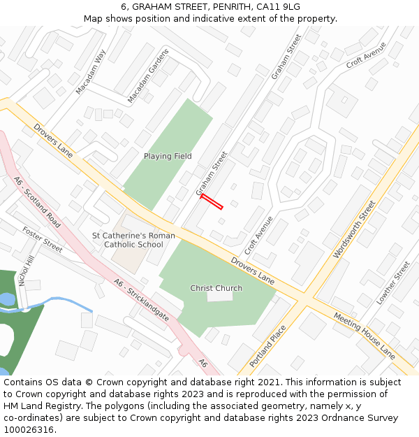 6, GRAHAM STREET, PENRITH, CA11 9LG: Location map and indicative extent of plot