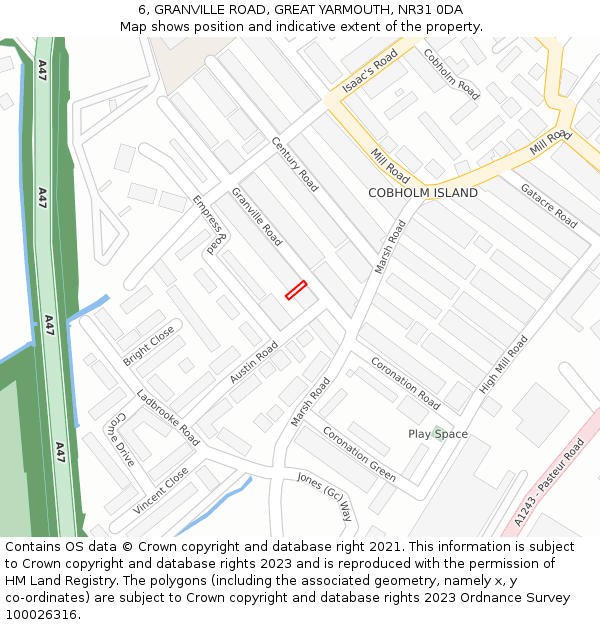 6, GRANVILLE ROAD, GREAT YARMOUTH, NR31 0DA: Location map and indicative extent of plot