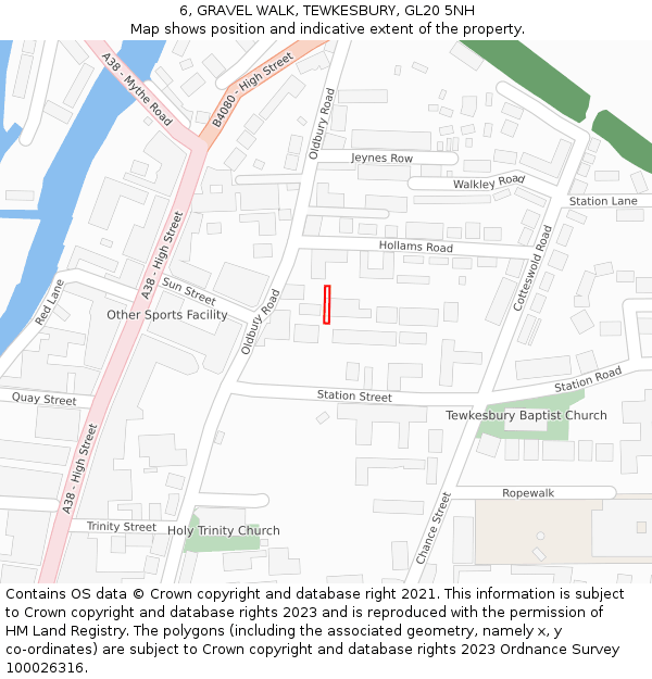 6, GRAVEL WALK, TEWKESBURY, GL20 5NH: Location map and indicative extent of plot