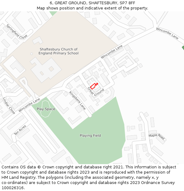6, GREAT GROUND, SHAFTESBURY, SP7 8FF: Location map and indicative extent of plot