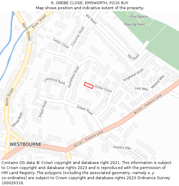 6, GREBE CLOSE, EMSWORTH, PO10 8UY: Location map and indicative extent of plot