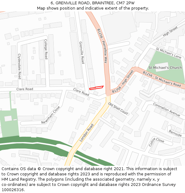 6, GRENVILLE ROAD, BRAINTREE, CM7 2PW: Location map and indicative extent of plot