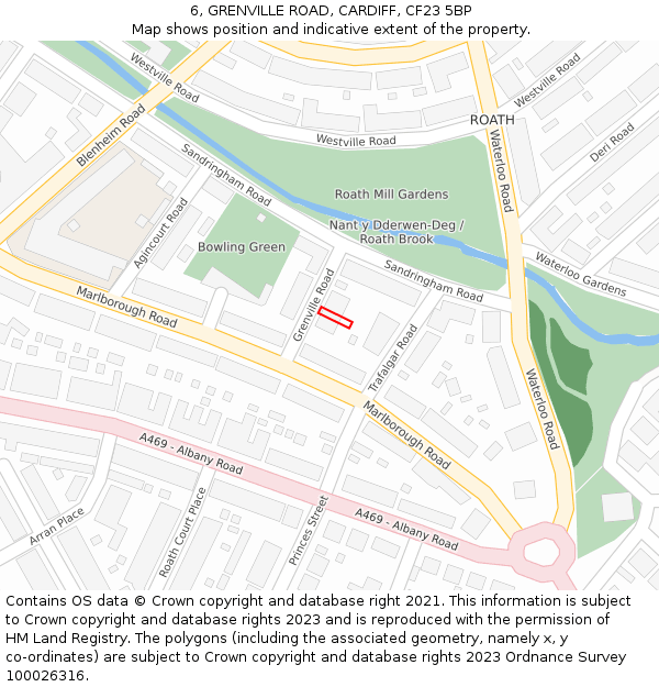 6, GRENVILLE ROAD, CARDIFF, CF23 5BP: Location map and indicative extent of plot