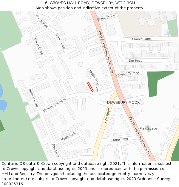 6, GROVES HALL ROAD, DEWSBURY, WF13 3SN: Location map and indicative extent of plot