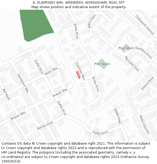 6, GUERNSEY WAY, WINNERSH, WOKINGHAM, RG41 5FT: Location map and indicative extent of plot