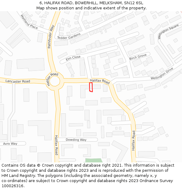 6, HALIFAX ROAD, BOWERHILL, MELKSHAM, SN12 6SL: Location map and indicative extent of plot