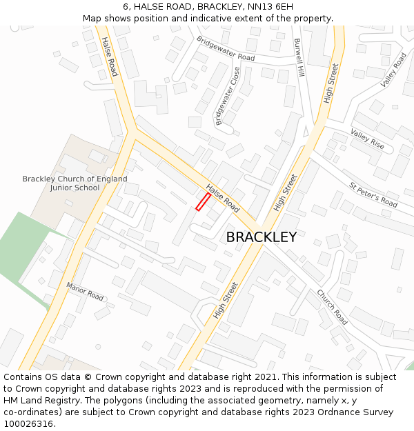 6, HALSE ROAD, BRACKLEY, NN13 6EH: Location map and indicative extent of plot