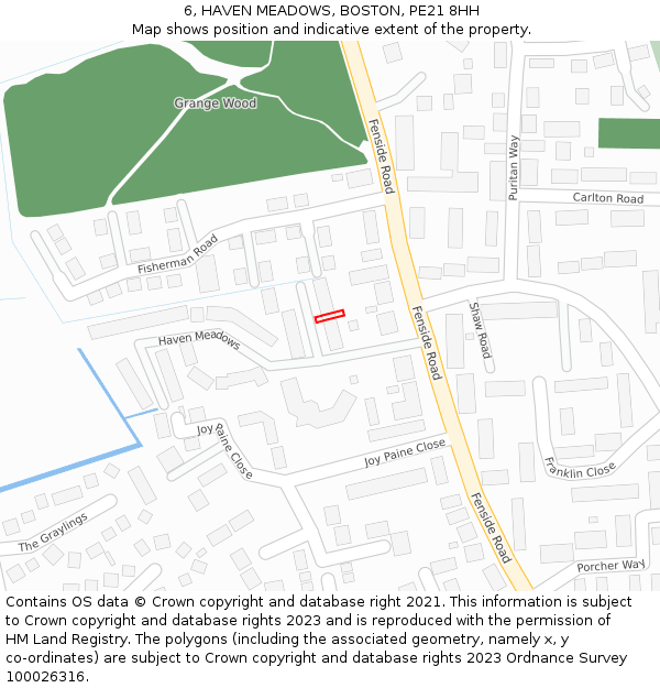6, HAVEN MEADOWS, BOSTON, PE21 8HH: Location map and indicative extent of plot